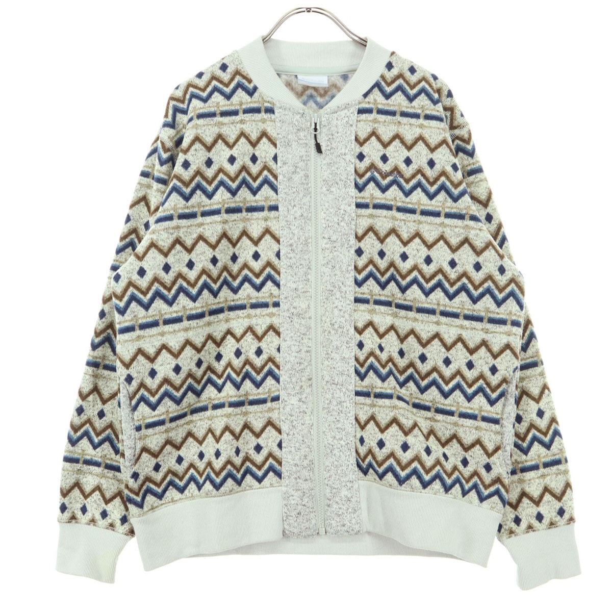 Columbia コロンビア 総柄 長袖 ジップジャケット L ライトグレー