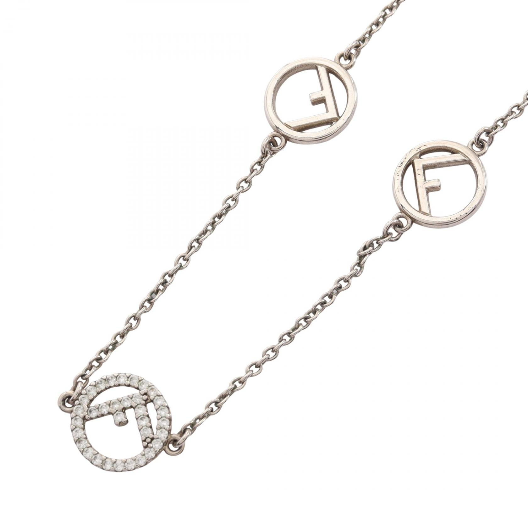 フェンディ FENDI エフ イズ ネックレス ジュエリー メタル ラインストーン レディース シルバー系 【中古】