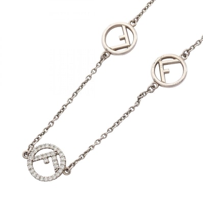 フェンディ FENDI エフ イズ ネックレス ジュエリー メタル ラインストーン レディース シルバー系 【中古】