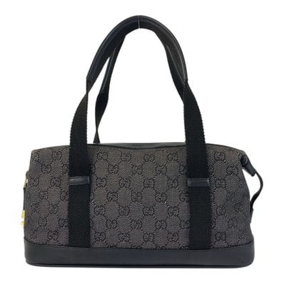 美品 GUCCI グッチ ブラック 黒 ゴールド金具 GGキャンバス ハンドバッグ トートバッグ 600008 【中古】