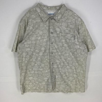 古着 コロンビア Columbia 半袖シャツ PFG フィッシング ショートスリーブ アウトドア XL ベージュ系 総柄 メンズ