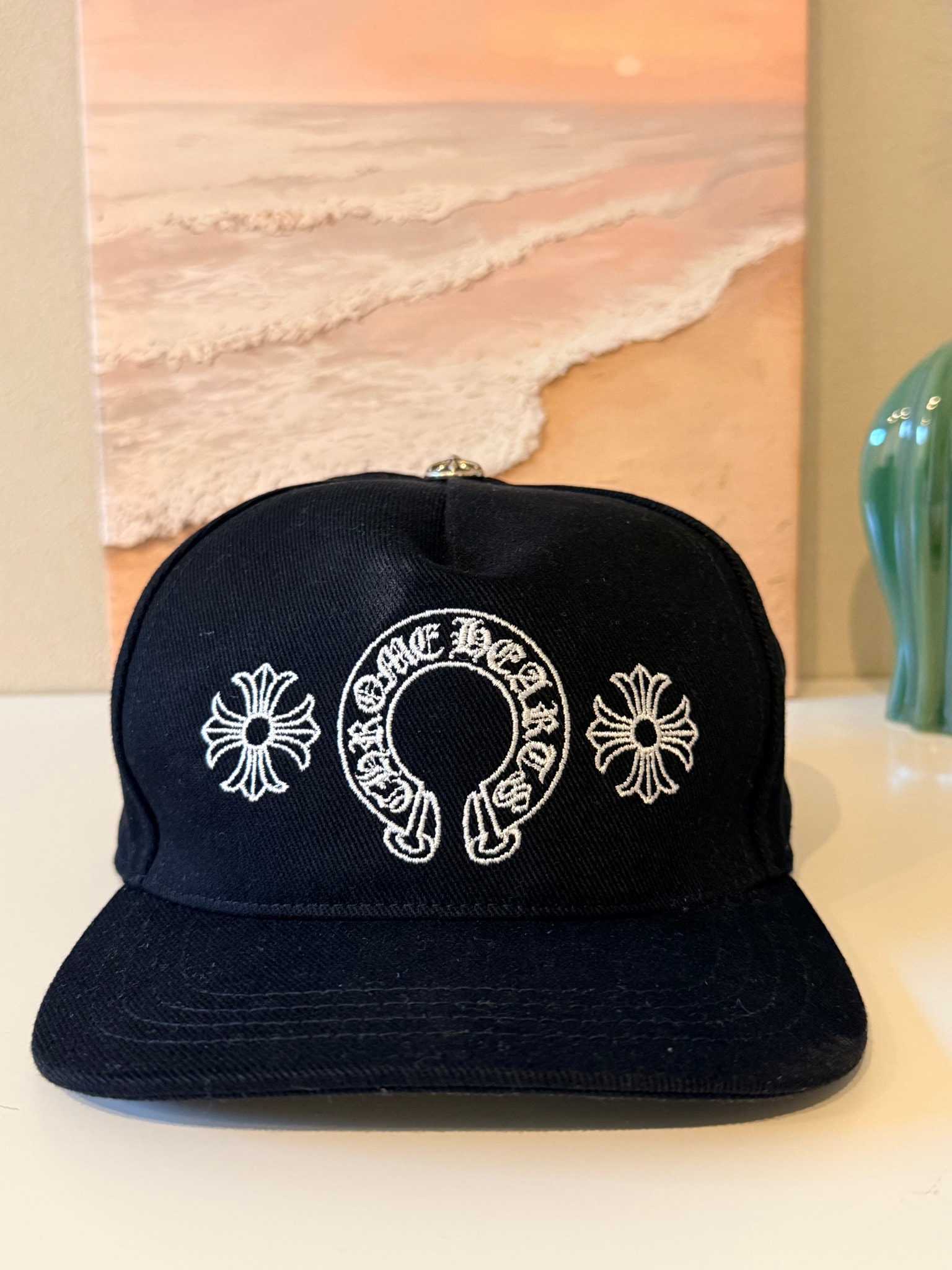 Chrome Hearts Baseball Cap Horseshoe & Cross "Black/White"