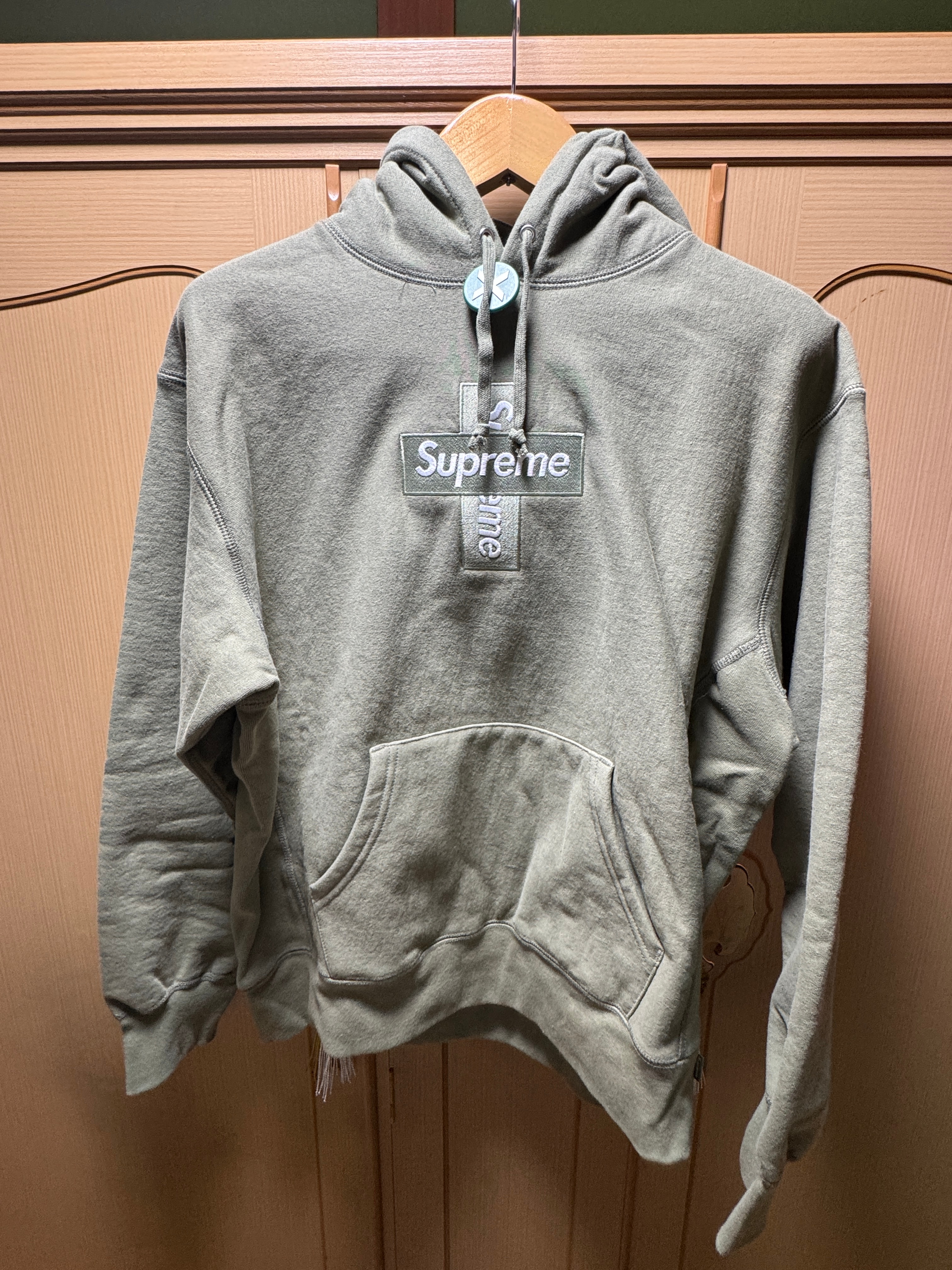 Supreme Cross Box Logo Hooded Sweatshirt "Light Olive"