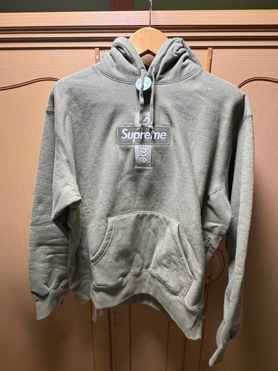 Supreme Cross Box Logo Hooded Sweatshirt "Light Olive"