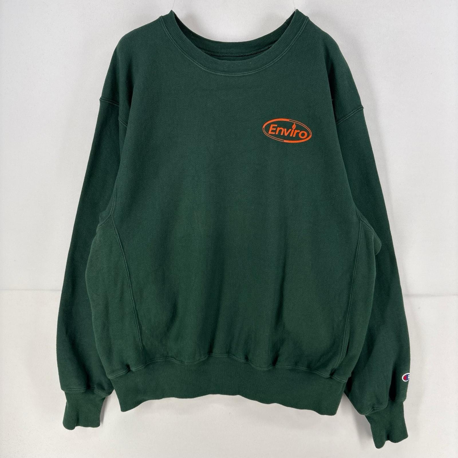 古着 00’s/00年代 チャンピオン Champion スウェット プルオーバー クルーネック リバースウィーブ バックプリント L  グリーン メンズ