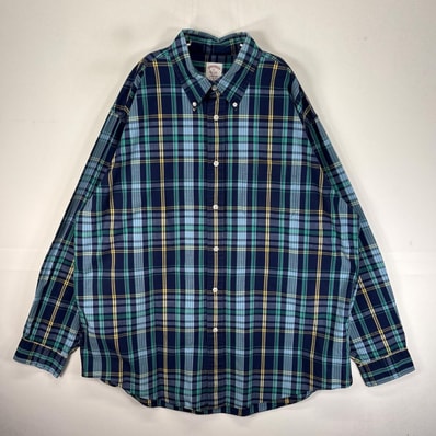 古着 ブルックスブラザーズ Brooks Brothers 長袖シャツ ボタンダウン XL ネイビー系 チェック メンズ