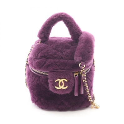 シャネル CHANEL マトラッセ バニティ ショルダーバッグ バッグ ラムスキン(羊革) シアリング レディース パープル系 【中古】