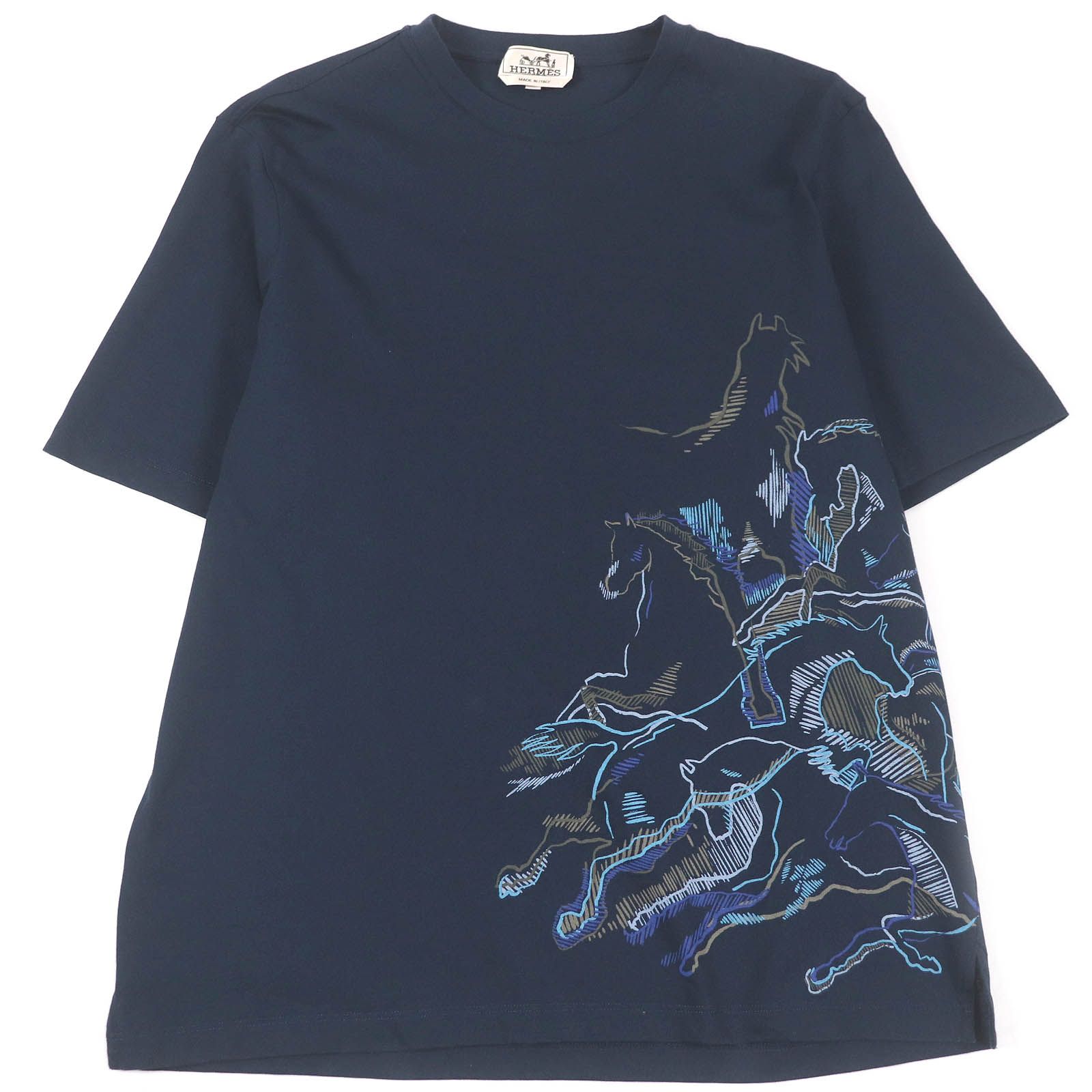 エルメス
 半袖Ｔシャツ カヴァルカード ネイビー メンズ M