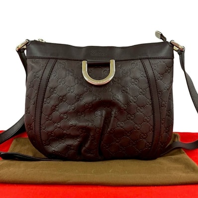 GUCCI グッチ シマ ホースシュー 金具 GG レザー ショルダーバッグ ブラウン
58522