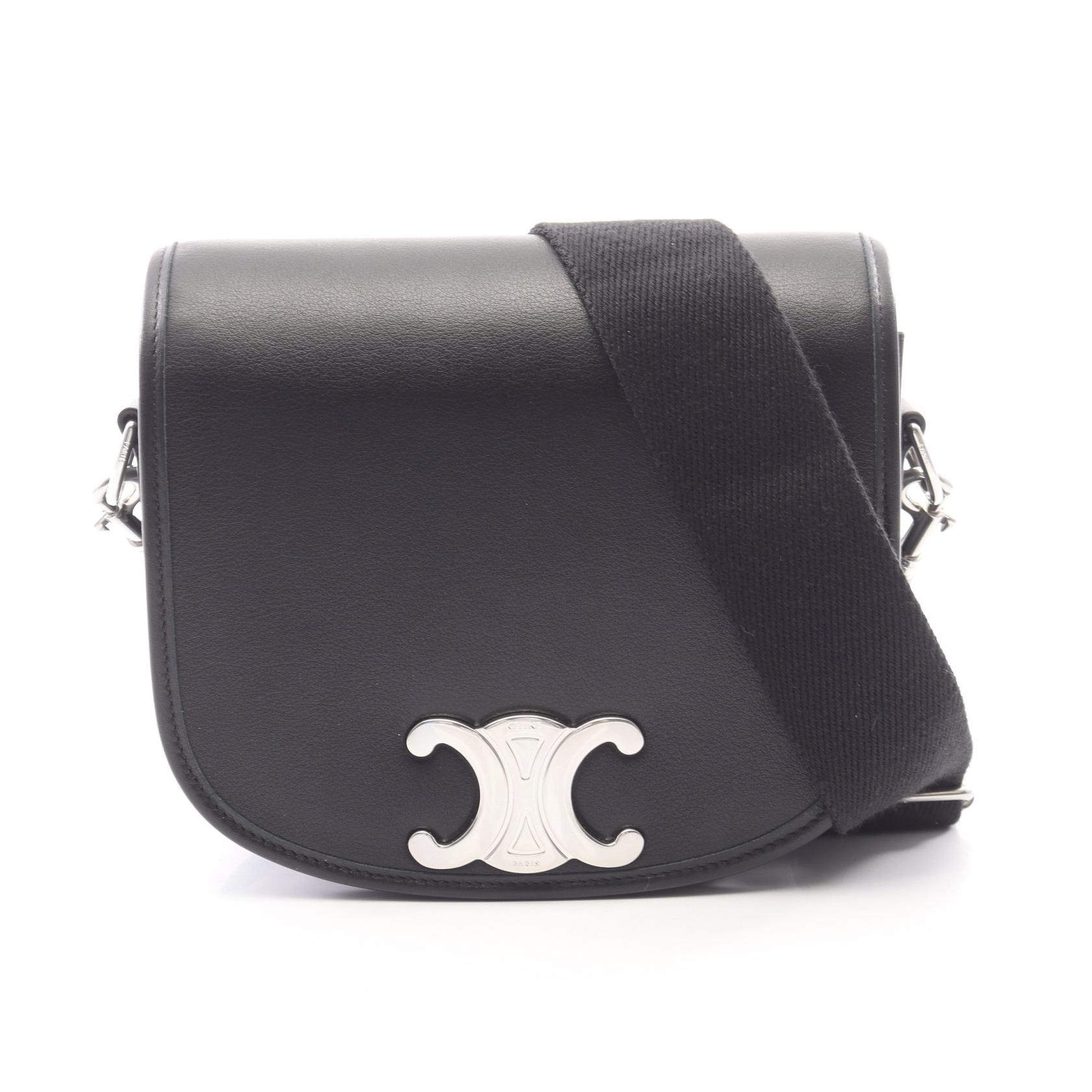 セリーヌ CELINE ブザス トリオンフ ショルダーバッグ バッグ レザー メンズ ブラック系 117883GAO 【中古】