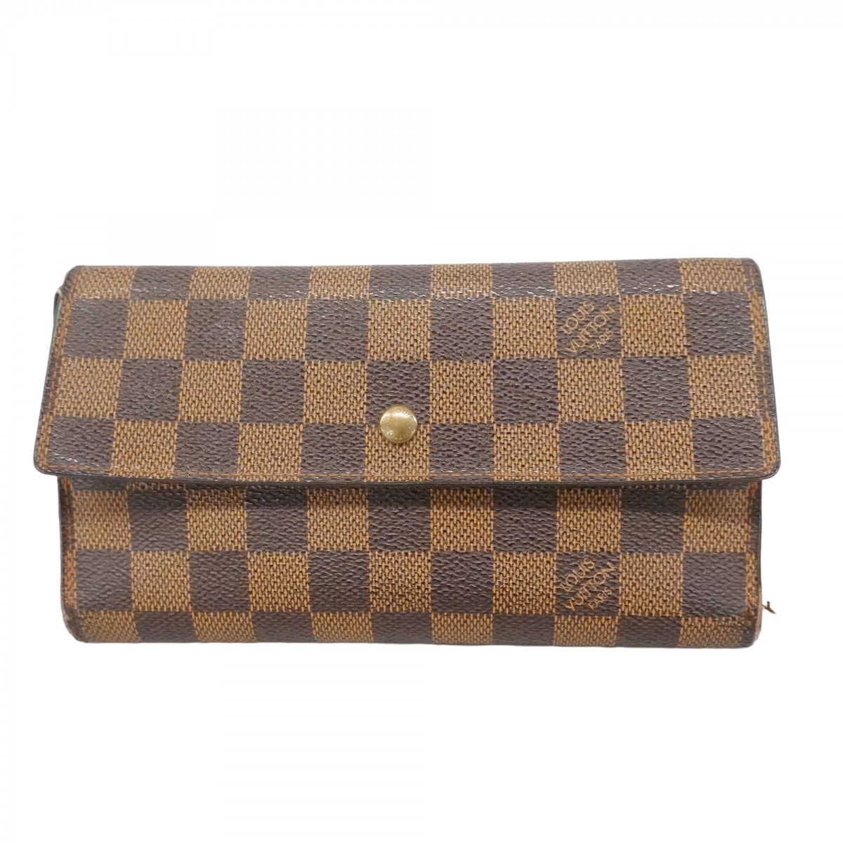 【6dc2456】ルイヴィトン 三つ折り長財布 ダミエ ポルトフォイユインターナショナル N61217 エベヌ【中古】レディース