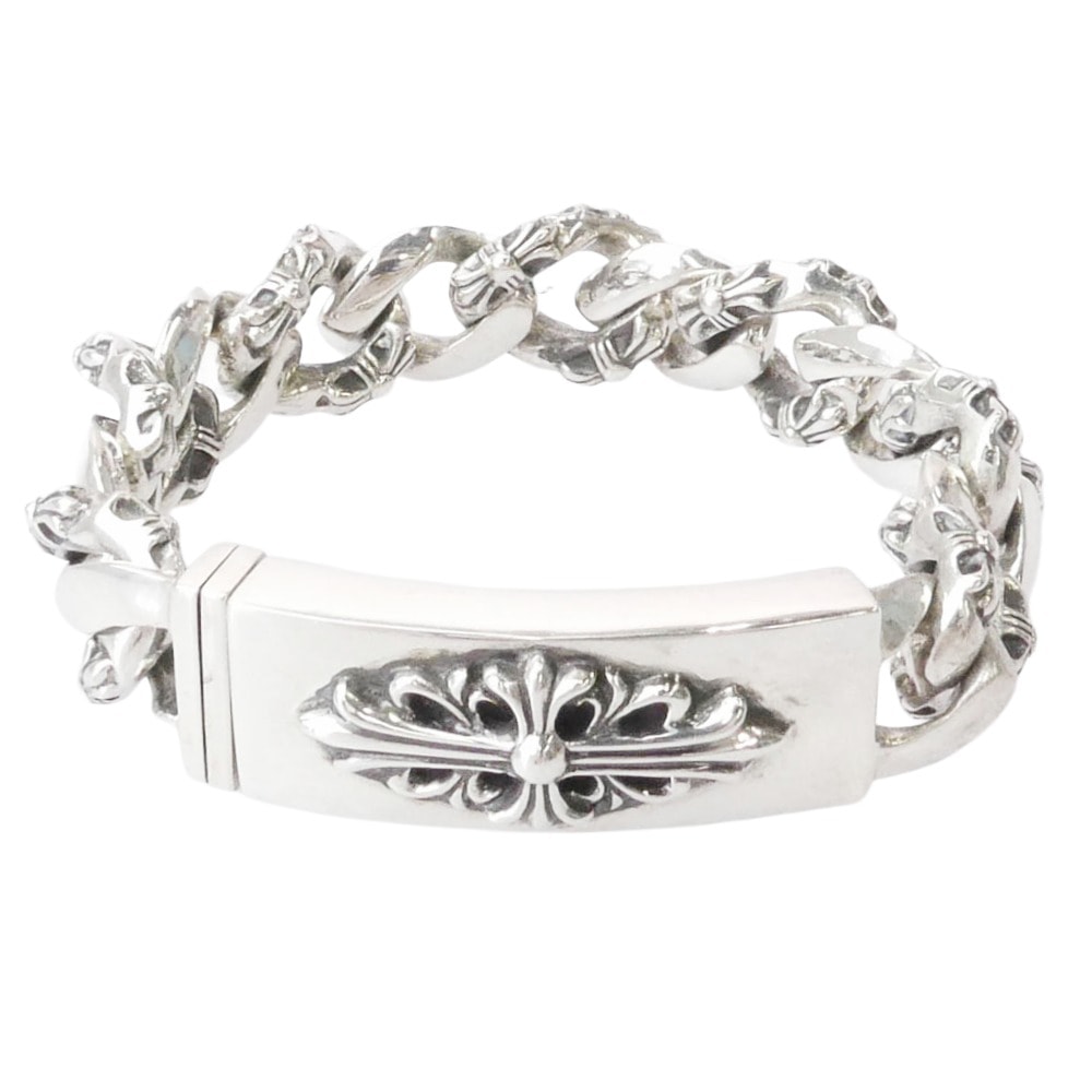 Chrome Hearts Floral Cross ID Fancy Link Bracelet "Silever"