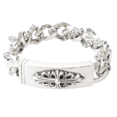 Chrome Hearts Floral Cross ID Fancy Link Bracelet "Silever"