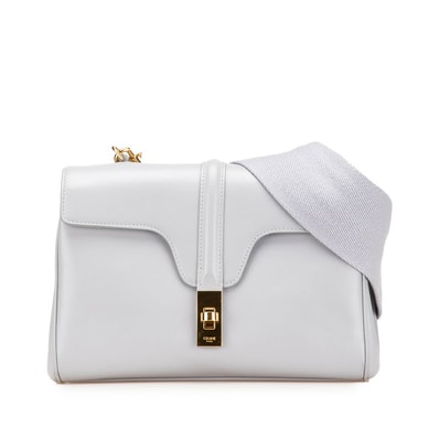 セリーヌ ティーン ソフト16 セーズ 斜め掛け ショルダーバッグ ライトグレー レザー レディース CELINE 【中古】