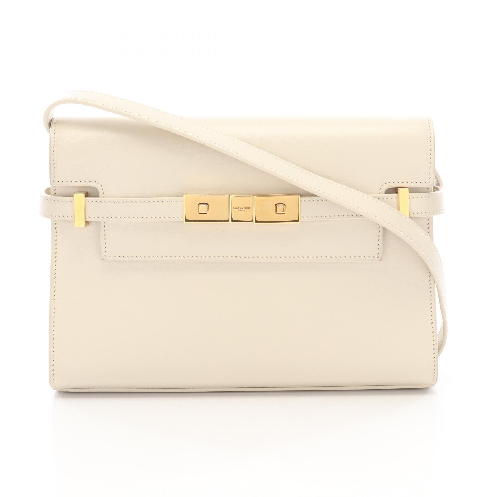 サンローランパリ SAINT LAURENT PARIS マンハッタン スモール ショルダーバッグ バッグ レザー レディース ホワイト系 【中古】