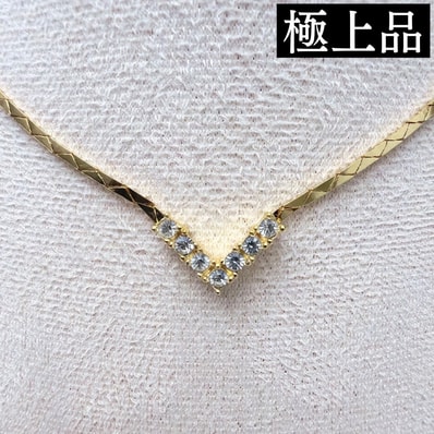 【極上品】Christian Dior クリスチャンディオール V字 ラインストーン ネックレス ヴィンテージ アクセサリー