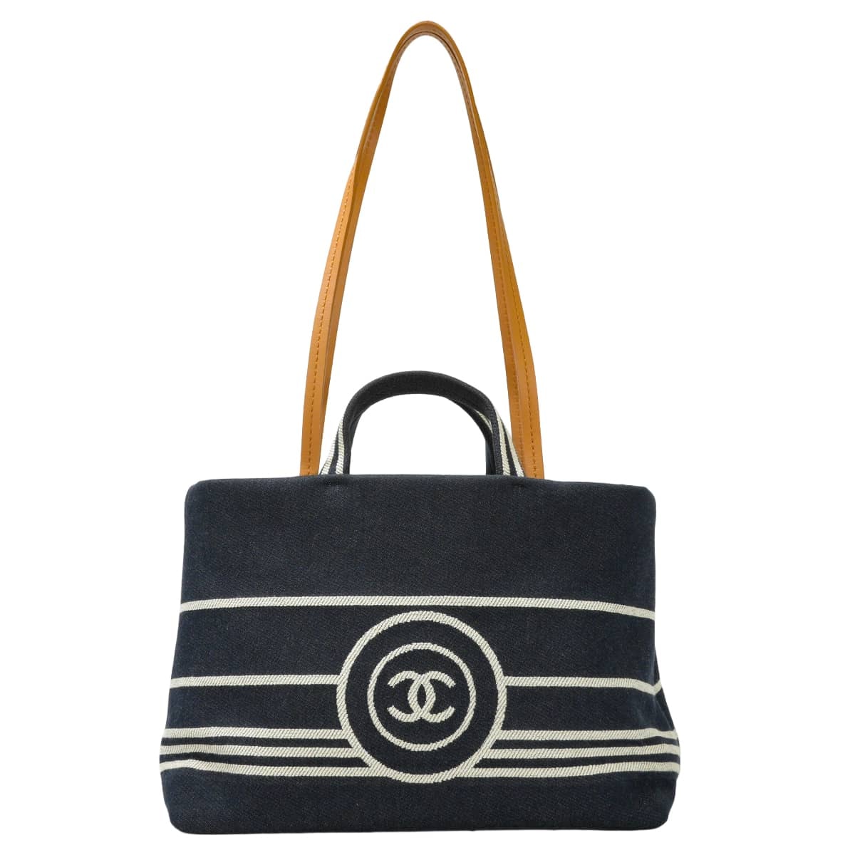 CHANEL シャネル トートバッグ ショッピングトート S ココマーク 2way インディゴ/白 デニム/レザー シルバー金具 A92240 新品同様【中古】