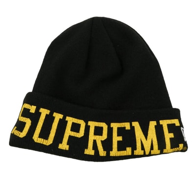 Supreme シュプリーム NEW ERA ニューエラ 23AW × New Era ニューエラ Varsity Beanie バーシティビーニー ニット キャップ 帽子 ブラック系【中古】