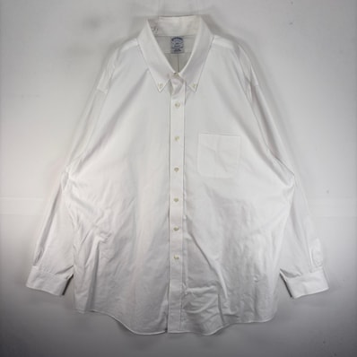 古着 ブルックスブラザーズ Brooks Brothers 長袖シャツ ボタンダウン 胸ポケット 2XL ホワイト系 無地 メンズ