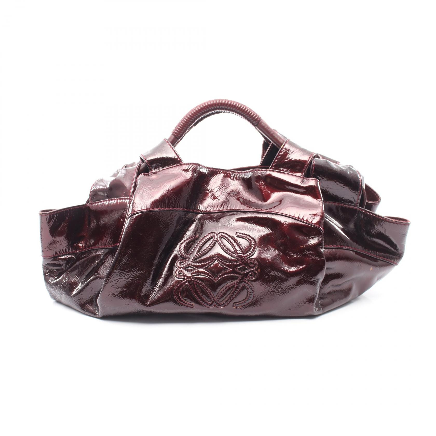 ロエベ LOEWE ナッパアイレ ハンドバッグ バッグ パテントレザー レディース ボルドー系 【中古】