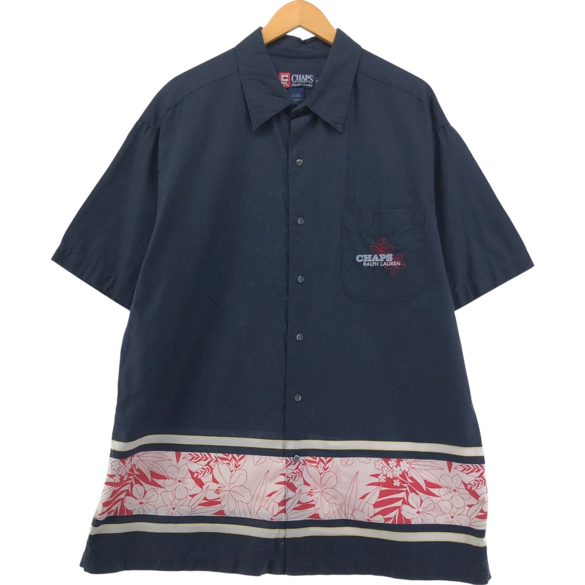古着 90年代 ラルフローレン Ralph Lauren CHAPS チャップス ハイビスカス柄 ハワイアンアロハシャツ メンズXL相当 ヴィンテージ/eaa553812