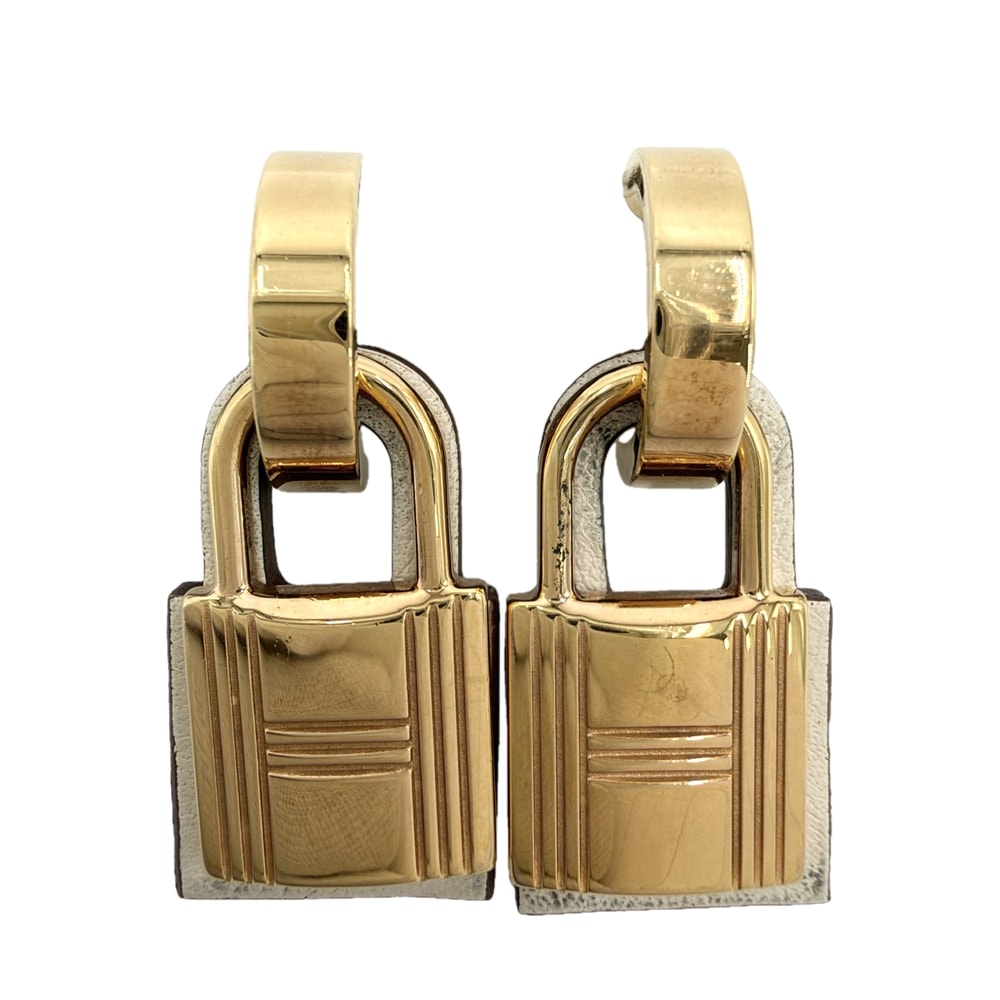 Hermes Hermes O Kelly Earrings Veau Swift "Etoupe/Gold"