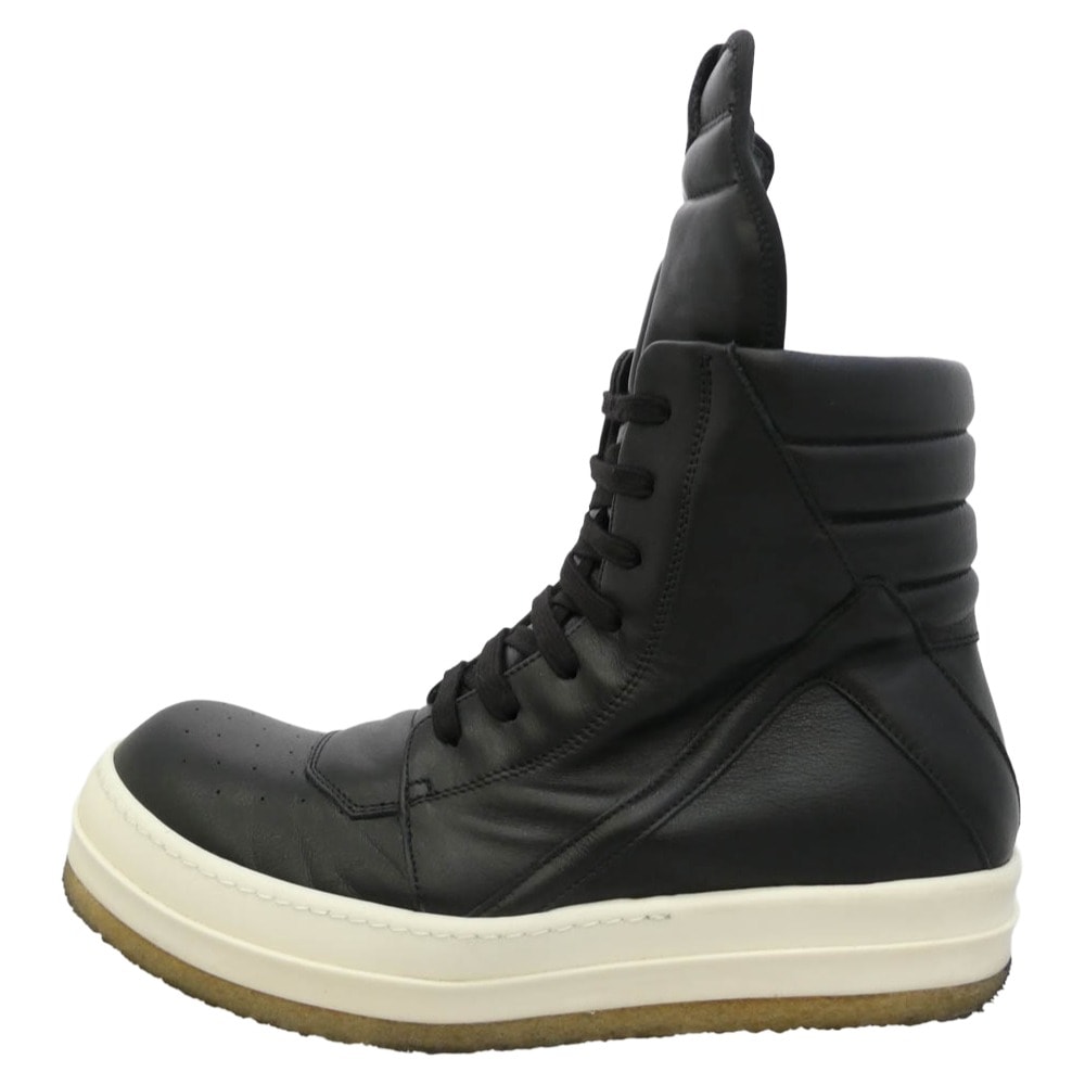 Rick Owens リックオウエンス 25AW RU02E1801-LCO CREEP GEOBASKET ジオバスケット クレープソール レザー ハイカット スニーカー ブラック系 43【中古】