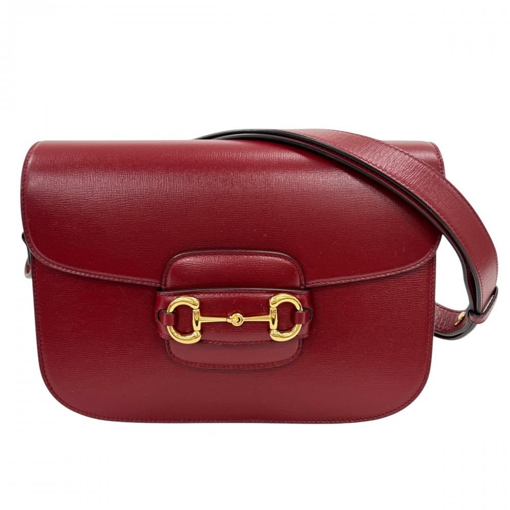 GUCCI グッチ ショルダーバッグ ホースビット1955 ワンショルダー 602204 レザー    レッド 赤 ゴールド金具 レディース【中古品】