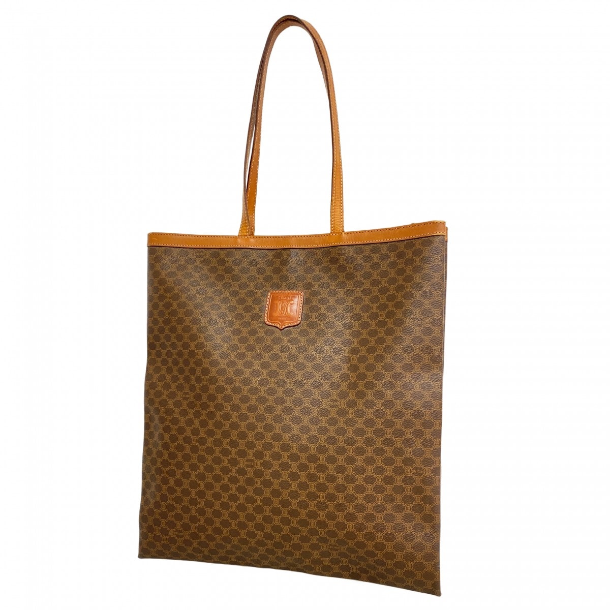 【6dd4900-k】セリーヌ トートバッグ マカダム PVC ブラウン ゴールド金具【中古】レディース