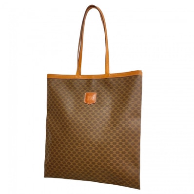 【6dd4900-k】セリーヌ トートバッグ マカダム PVC ブラウン ゴールド金具【中古】レディース