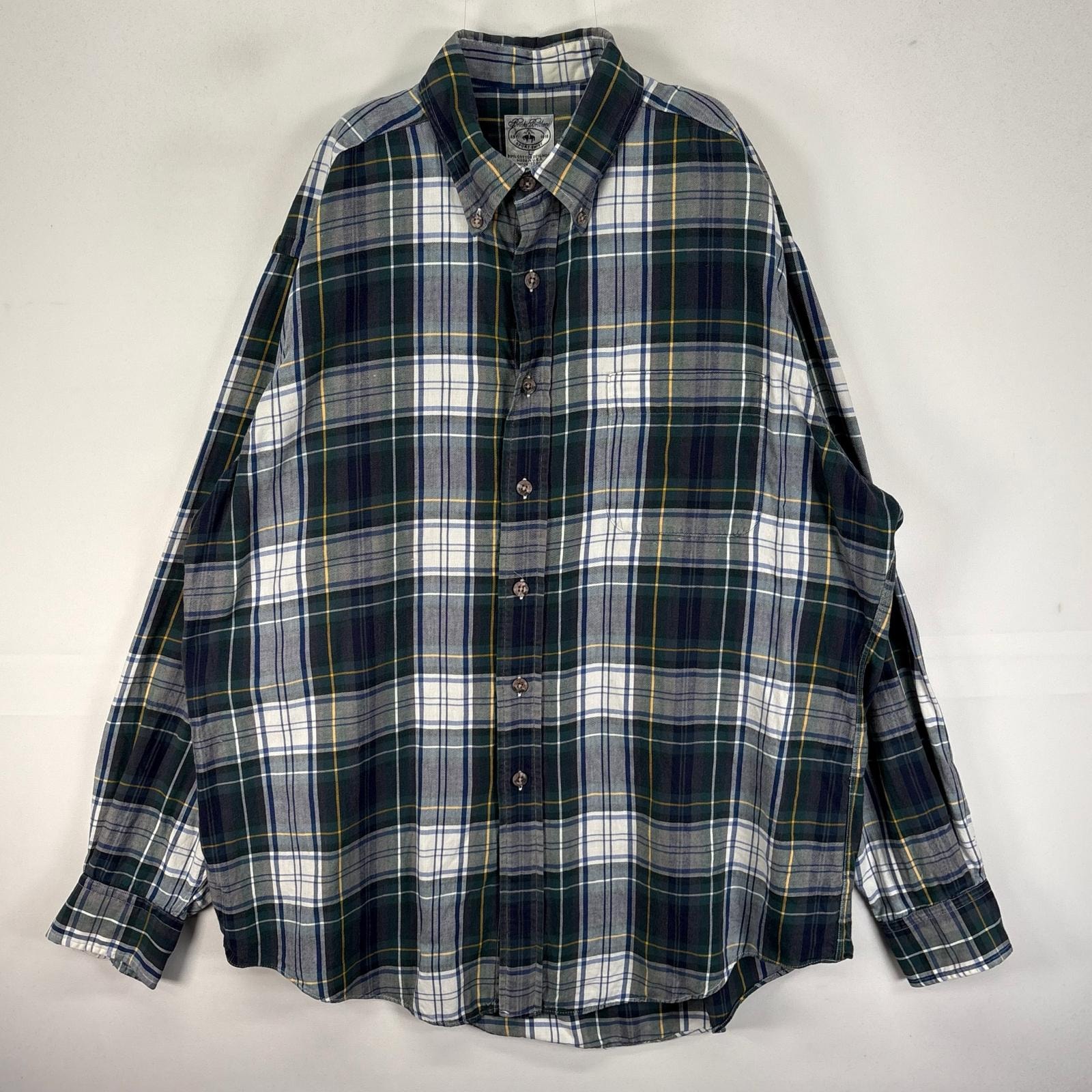 古着 ブルックスブラザーズ Brooks Brothers USA製 長袖シャツ 胸ポケット ボタンダウン L  ネイビー系 チェック メンズ
