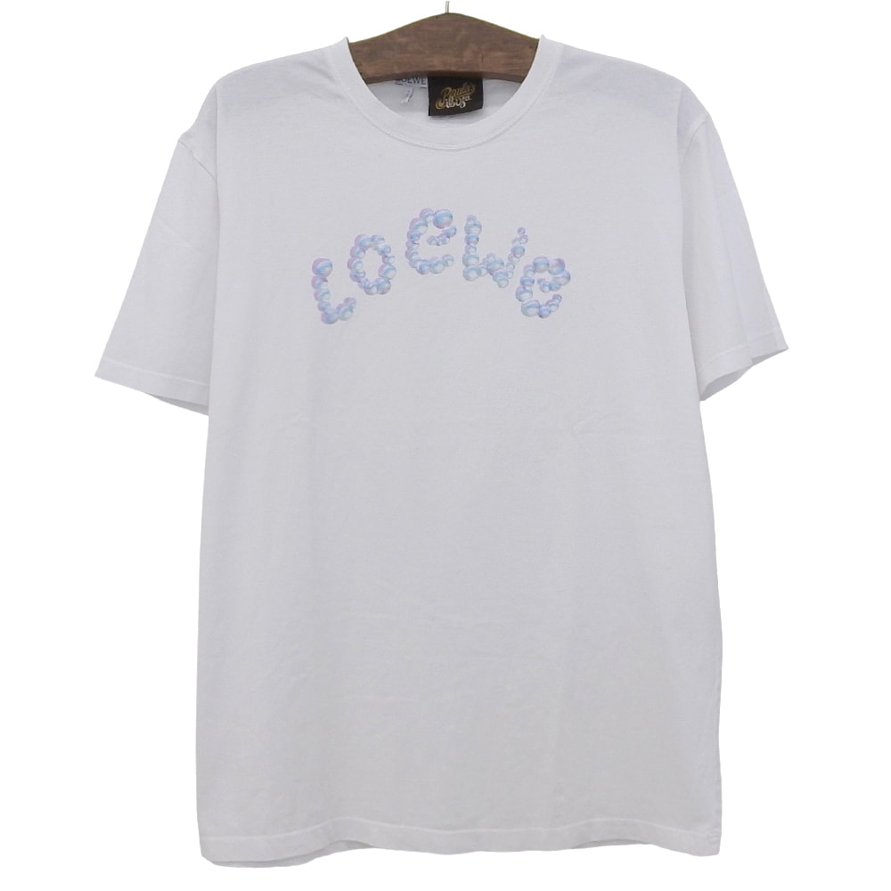 ロエベ 美品 バブルアーチロゴ Tシャツ コットン トップス メンズ 白 ホワイト M H616Y22X54 23SS M