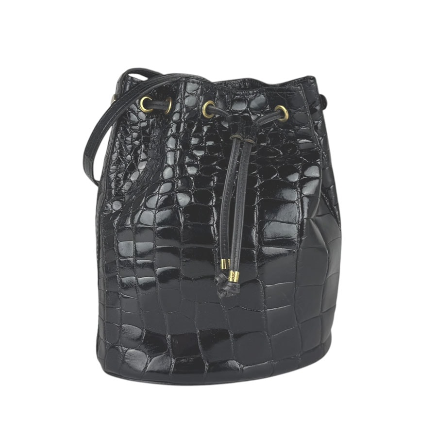 セリーヌ CELINE ショルダーバッグ 型押しレザー ブラック レディース【中古】 z11016