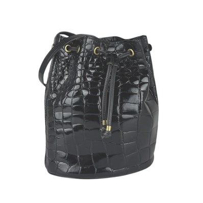 セリーヌ CELINE ショルダーバッグ 型押しレザー ブラック レディース【中古】 z11016