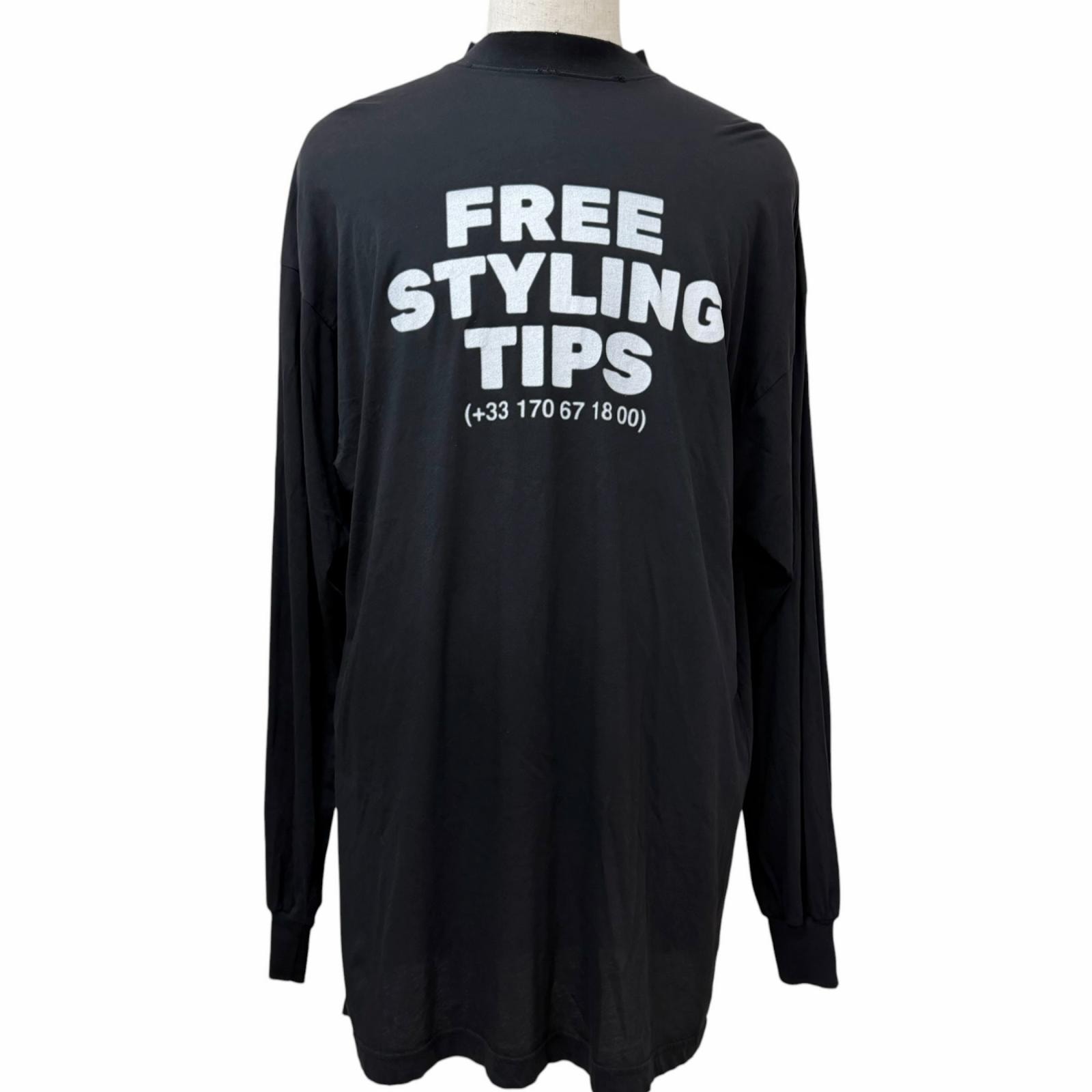 美品 バレンシアガ 長袖Tシャツ ブラック メンズ 1 739027 TOVG2