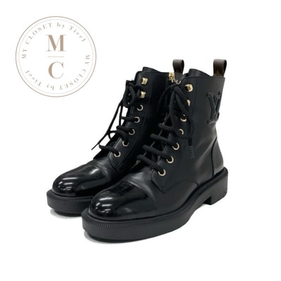 ルイヴィトン LOUIS VUITTON シチズンライン モノグラム ブーツ ショートブーツ 靴 シューズ レザー ブラック 黒 ロゴ レースアップ アンクルブーツ