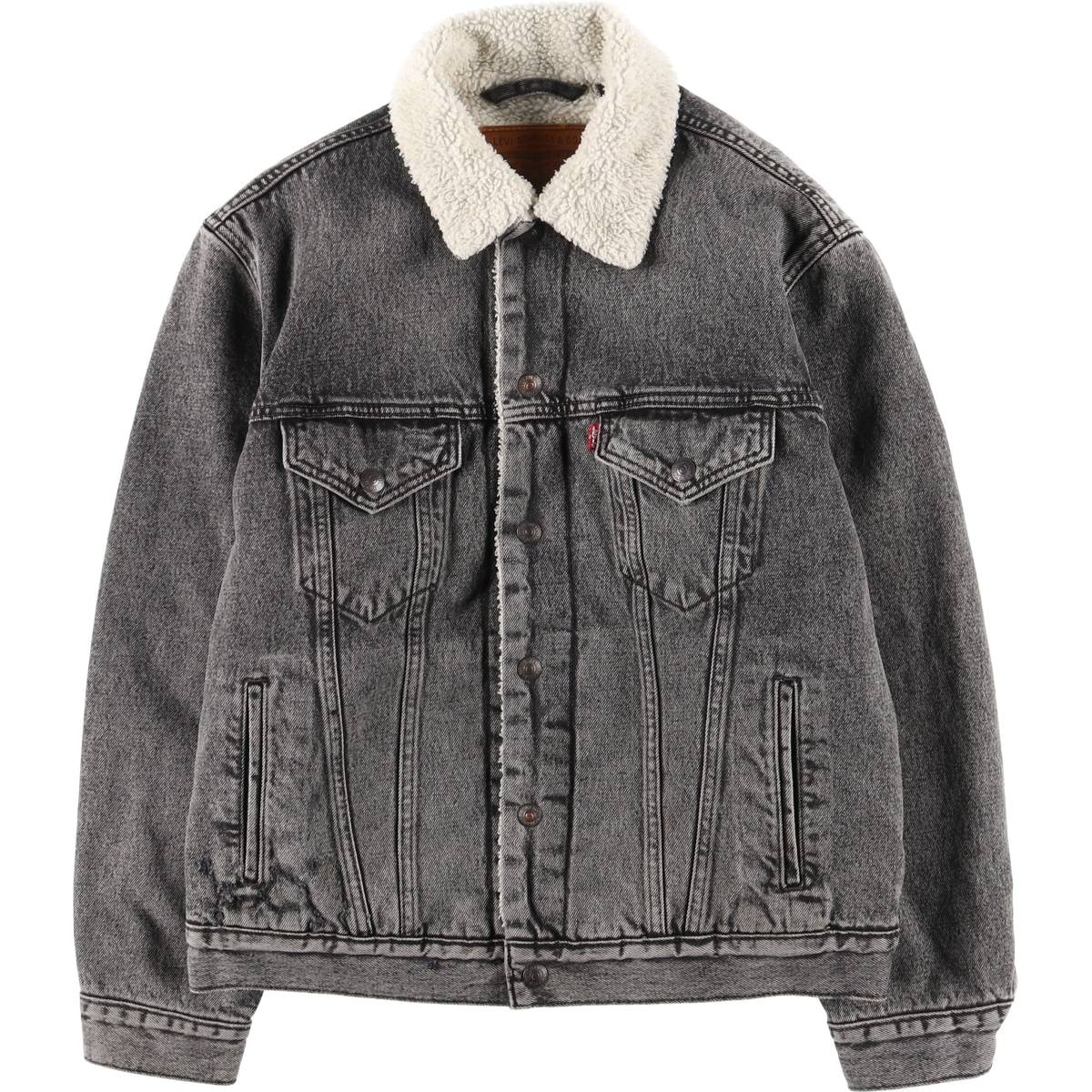 古着 リーバイス Levi's LEVI'S PREMIUM ブラックデニムボアジャケット メンズS相当/eaa615614