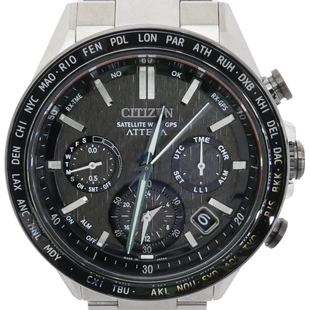 CITIZEN シチズン 時計 CC4058-67X ATTESA ACT Line アテッサ スーパーチタニウム エコドライブ ウォッチ 腕時計 シルバー系 ブラック系【中古】