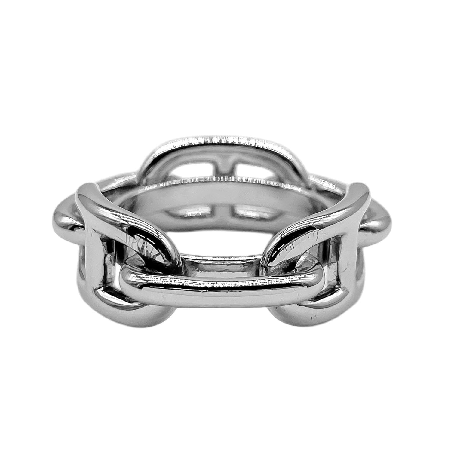 HERMES エルメス ルガテ シェーヌダンクル スカーフリング
 レガート メタル シルバー ユニセックス
 【中古】