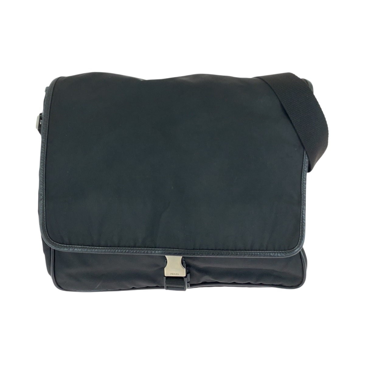 PRADA プラダ テスート 三角ロゴプレート ブラック 黒 シルバー金具 ナイロン ショルダーバッグ メッセンジャーバッグ 506627 【中古】