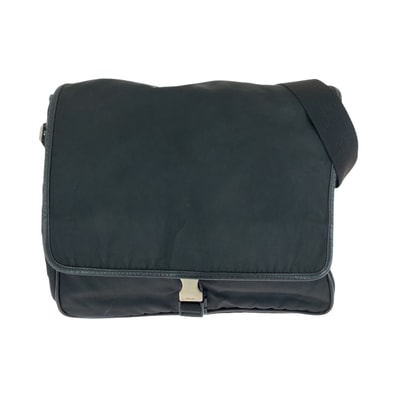PRADA プラダ テスート 三角ロゴプレート ブラック 黒 シルバー金具 ナイロン ショルダーバッグ メッセンジャーバッグ 506627 【中古】