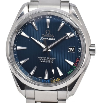 値下 オメガ OMEGA 522.10.42.21.03.001 シーマスターアクアテラ ピョンチャン オリンピック 自動巻き メンズ 美品 保証書 C#147221