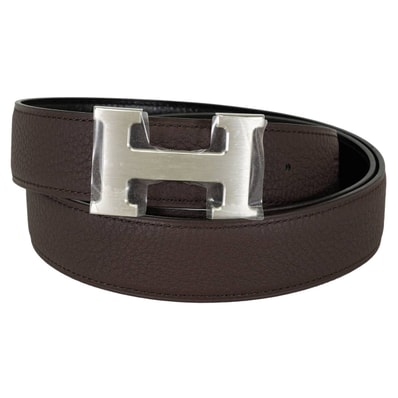 HERMES エルメス ベルト Hベルト コンスタンス32 リバーシブル ショコラ/黒 (ブラック) トゴ/ボックスカーフ #90 マットシルバー金具 K刻印 新品