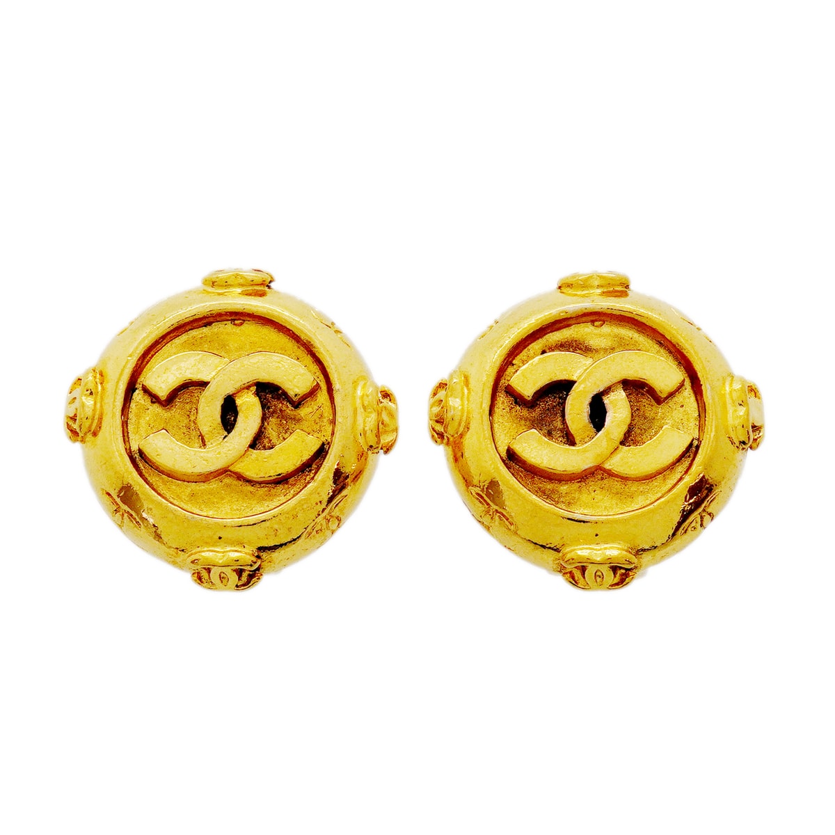 ★SALE【6jhb0826】シャネル イヤリング ヴィンテージ ココマーク 丸型 サークル GPメッキ ゴールド【中古】レディース