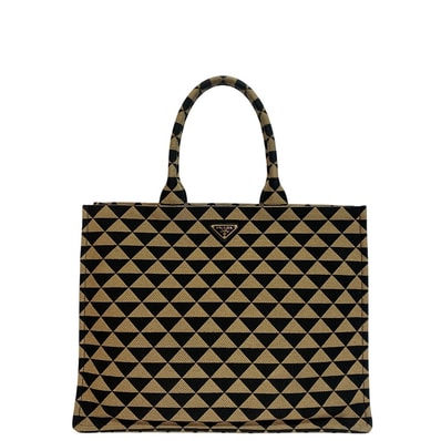 プラダ PRADA ハンドバッグ エンブロイダリー ファブリック ジャガード スモール トート 1BA356 ブラック