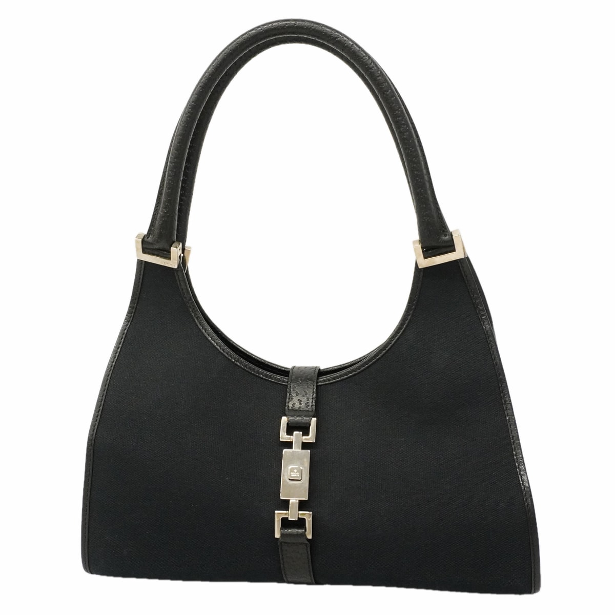 【6hc2292-k】グッチ ハンドバッグ ジャッキー 002 1067 キャンバス ブラック シルバー金具【中古】レディース