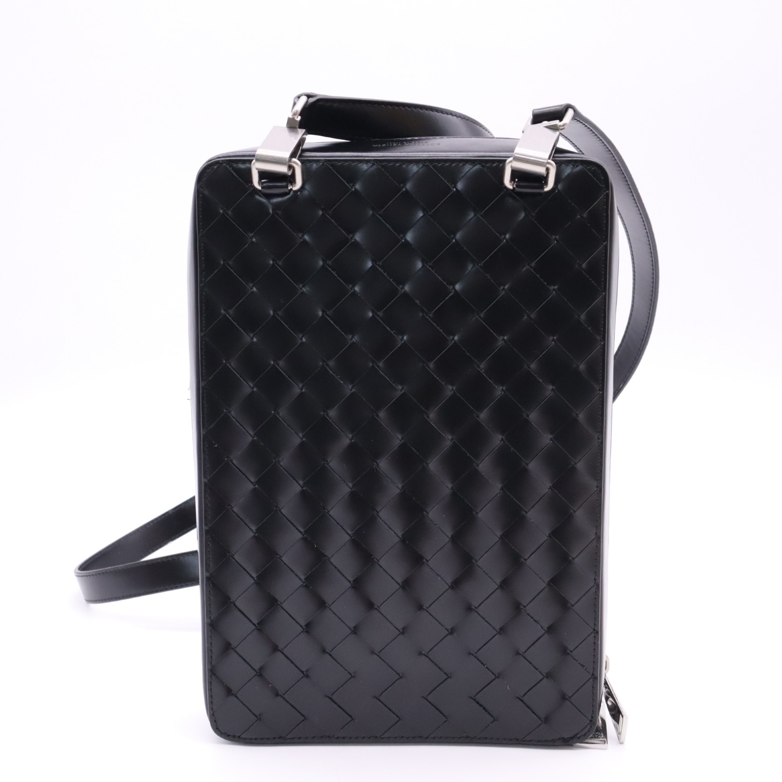 極美品 BOTTEGAVENETA ボッテガヴェネタ イントレチャート クロスボディバッグ 596730 ショルダーバッグ ブラック カーフレザー メンズ