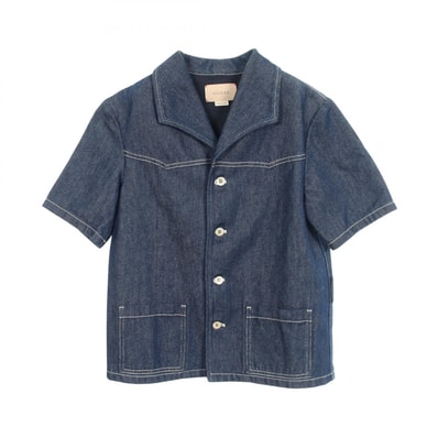 グッチ GUCCI 半袖 キッズ デニムジャケット 衣料品 アウター コットン ヘンプ メンズ レディース ネイビー系 【中古】