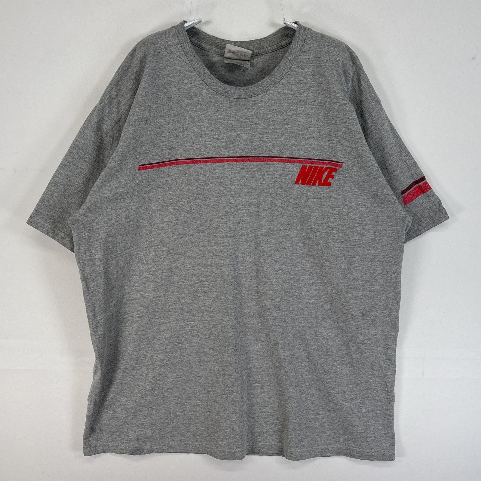 古着 00’s/00年代 ナイキ NIKE 半袖Tシャツ ロゴ 刺繍 肉厚 クルーネック M  グレー メンズ