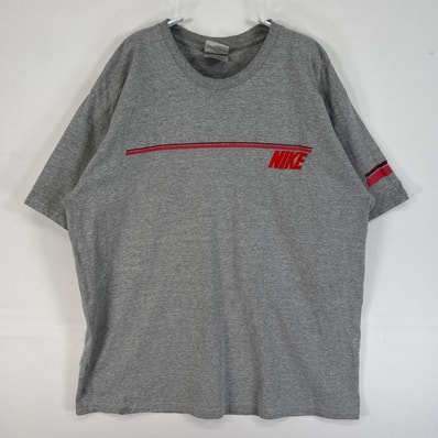 古着 00’s/00年代 ナイキ NIKE 半袖Tシャツ ロゴ 刺繍 肉厚 クルーネック M グレー メンズ
